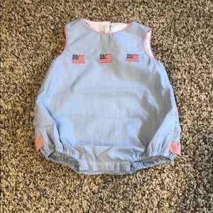 Anavini Hand Smocked American Flag Bubble